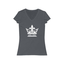 Load image into Gallery viewer, LOVE FIRST Women&#39;s Jersey Short Sleeve V-Neck Tee
